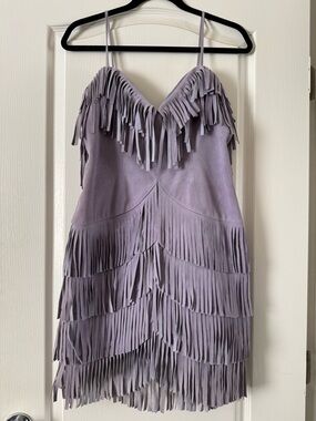 X by NBD Plume Suede Fringe Mini Dress